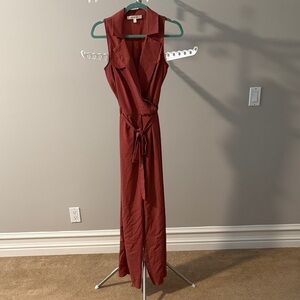 Sleeveless Rust Jumpsuit